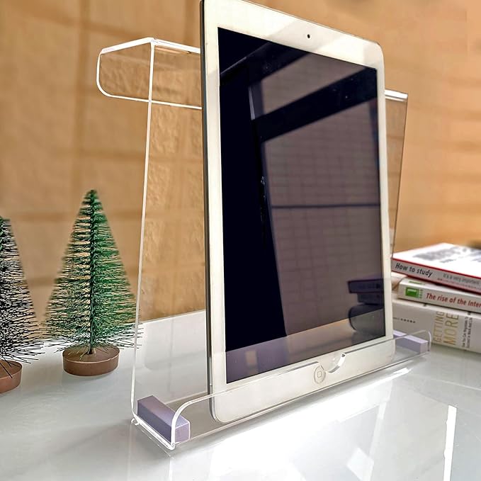 Treadmill Tablet Holder, Exercise Bike Reading Stand,Acrylic Book Holder, Clear Acrylic Stand for Tablet, Magazines and Books（8.5 * 9.5 * 2.8 Inches