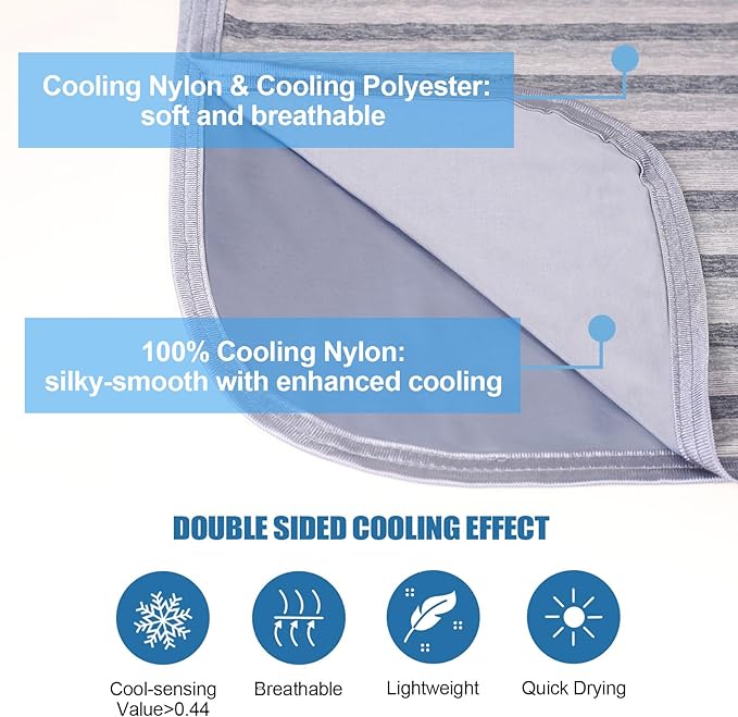 Ailemei Direct Cooling Throw Blanket for Hot Sleepers,Double Sided Cold Effect, Lightweight Breathable Summer Bed Blanket for Couch,Transfer Heat to Keep Body Cool Night Sweats,50"x70"