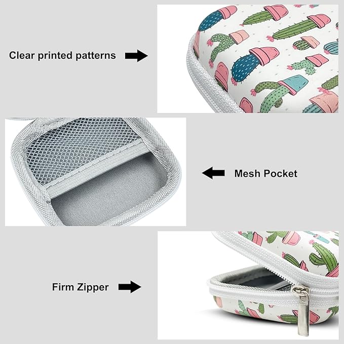 Earbud Case Headphone Organizer Ear Bud Case Portable EVA Carrying Box Storage Bag with Carabiner for AirPods Beats Bose Galaxy Buds 4/3/FE Data Cable Storage (Cactus)