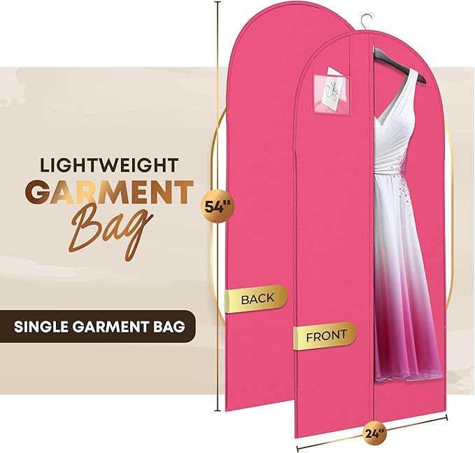 Fuchsia Dress and Gown Garment Travel Bags - 54" x 24" -Women's, Hanging Window