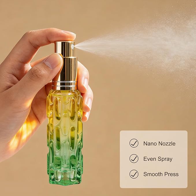 12Pcs 10ML Leak Proof Perfume Travel Bottles - Refillable Glass Atomizer with Transfer Tools, Portable Cologne Dispenser for Travel/Gym/Dates (Rainbow)