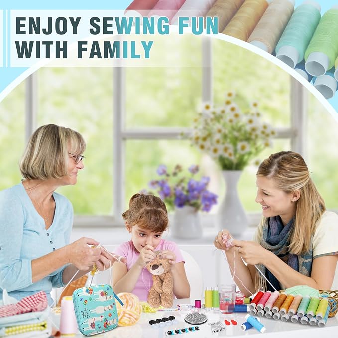 KEYHOT Sewing kit Basic,Needle and Thread Kit,Travel Small Sewing Machine Supplies for Adults Beginners Men, Home Travel Emergency Including Scissors Measure Tape Needle Threader (87pcs)