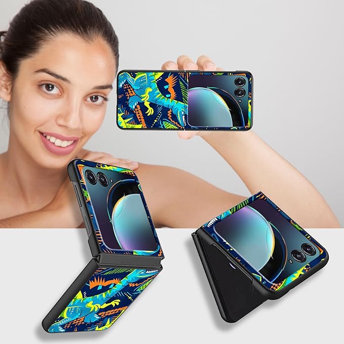 for Motorola Razr Plus 2025 Case,for Razor Plus 2025 Phone Case Cute Slim Hard PC Ultra-Thin Anti-Scratches Shockproof Protective Cover,Blue Cartoon Dinosaur