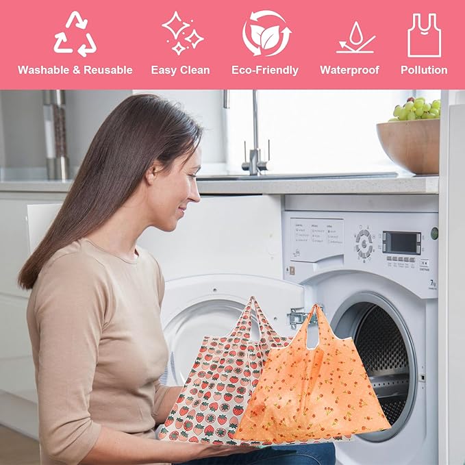 ZooviHyvi Extra Large 50lbs Foldable Reusable Shopping Bags kitchen reusable grocery bags Washable Polyester Bags in Pocket