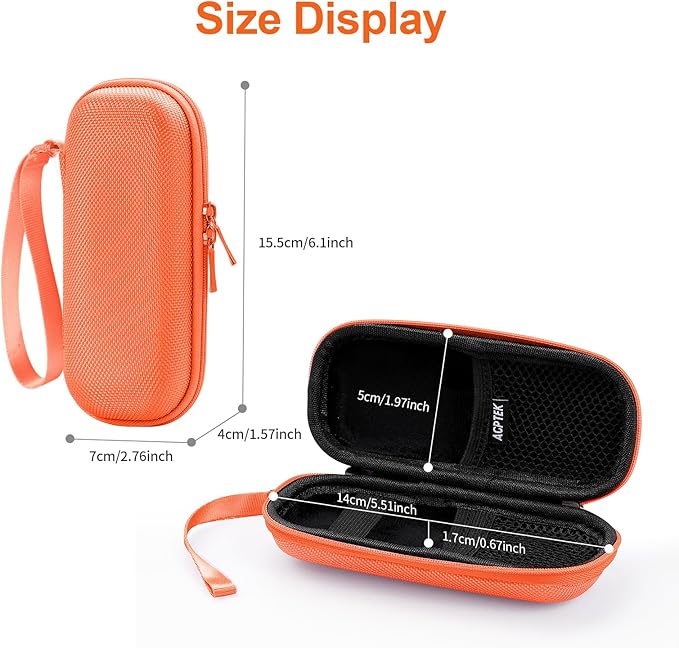 AGPTEK Carrying Case, EVA Zipper Carrying Hard Case Cover for Digital Voice Recorders, MP3 Players, Storage Holder for 3D Printing Pen, USB Cable, Earphones, Memory Cards, U Disk, Orange