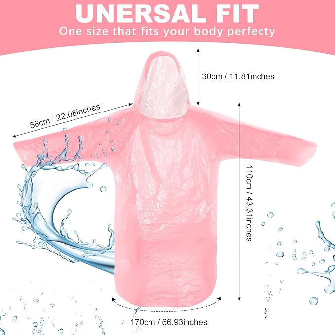 Handepo 150 Pack of Adult Rain Ponchos with Hood, Disposable Rain Ponchos, Plastic Raincoat Poncho for Adult Homeless