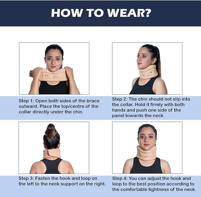 Wonder Care Neck Brace for Sleeping Cervical Collar Adjustable Neck Support Brace Relief Cervical Spine Pressure Ideal for Travel, Office Workers & Neck Injury Recovery, Medium