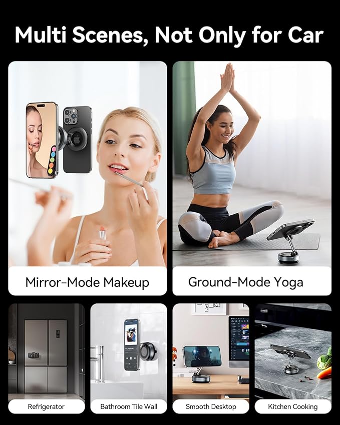 MRGLAS 2026 Upgraded for MagSafe Vacuum Car Phone Mount, Ultra Strong Magnetic Phone Holders for Your Car, 360° Adjustable Suction Cup Car Mount, for iPhone 12–17 Pro Max, Car & Truck Accessories