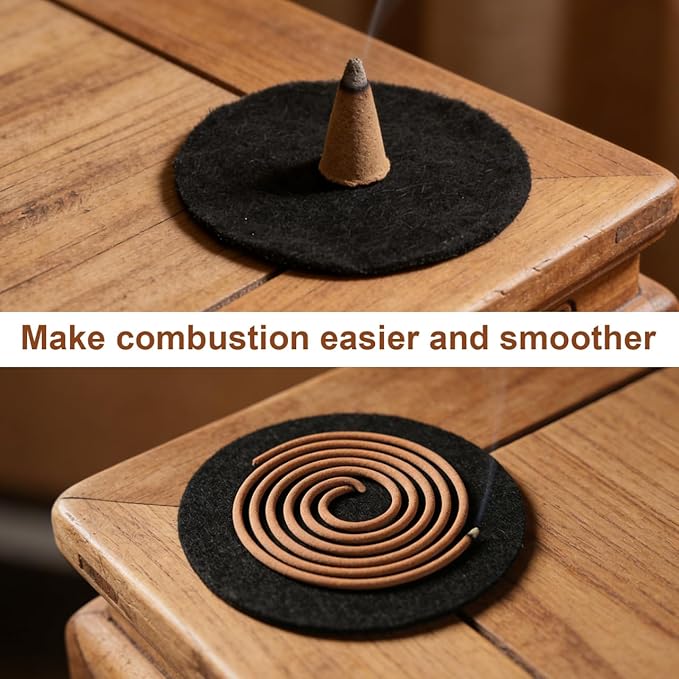 Zerodeko Fireproof Insulation Mat 3.34 Inch Round Heat-Resistant Cotton Pads for Incense Burner Cone Holder Ash Catcher 8-Pack