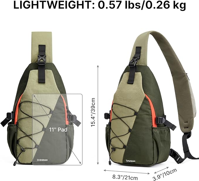 G4Free Sling Bag for Men Women, RFID Blocking Crossbody Bags, Hiking Daypacks Small Sling Backpack Chest Shoulder Bag Travel - Dark Green