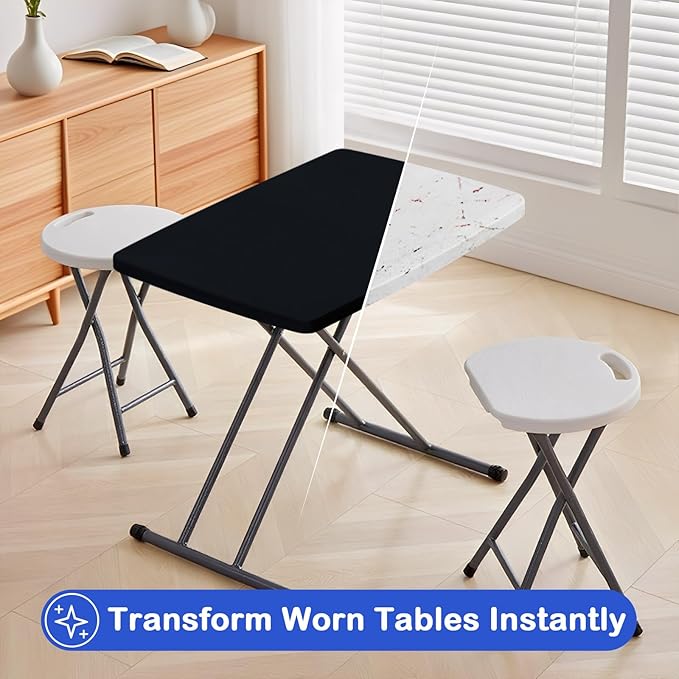Wolkemer 2 Pack Black Fitted Tablecloth 20x30 Inch Rectangle Elastic Edges Table Cloth, Spandex Stretch Table Cover with Machine Washable Fabric for Wedding Party Picnic Dining Indoor Outdoor