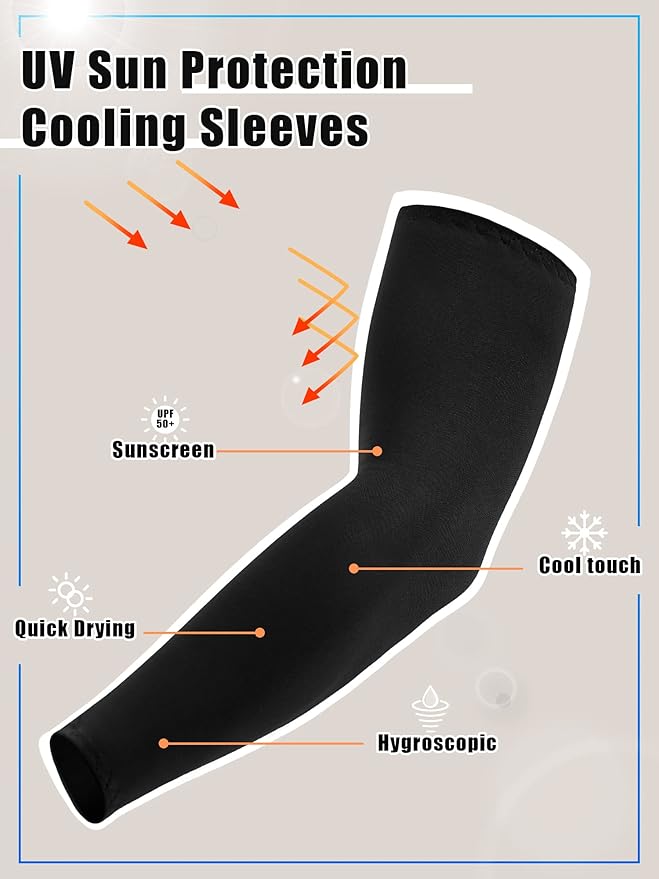 Boao 10 Pairs UV Arm Sleeve for Men Women Cooling Tattoo Cover up Compression Sun Protection Sleeves for Outdoor Activities