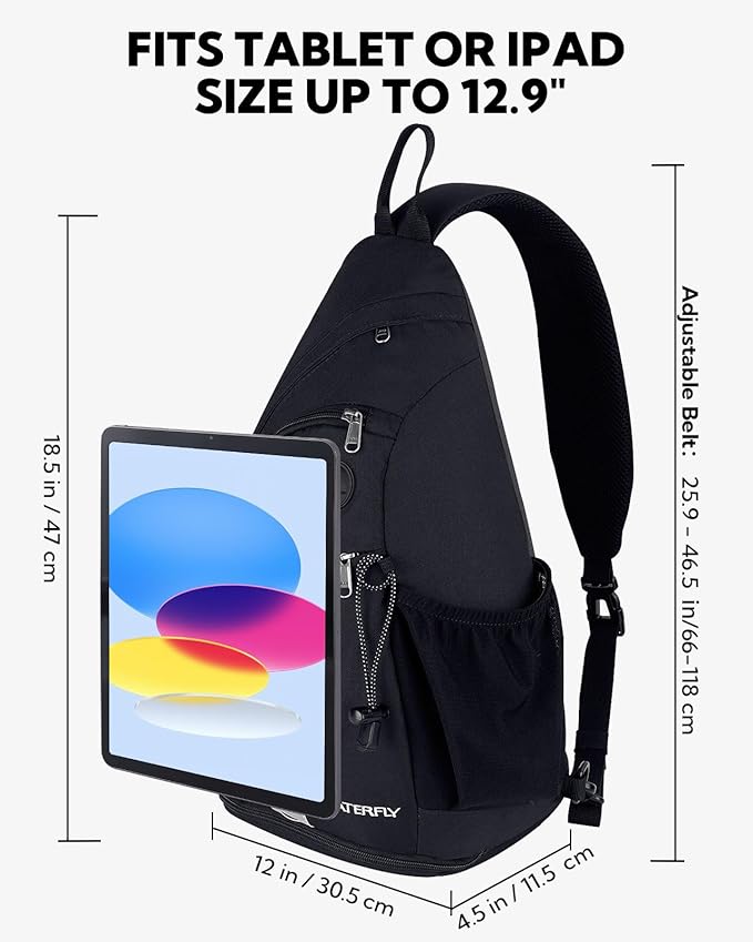 WATERFLY Sling Bag Sling Backpack Small Crossbody Shoulder Bag for Men Women Traveling Cycling Hiking Daypack