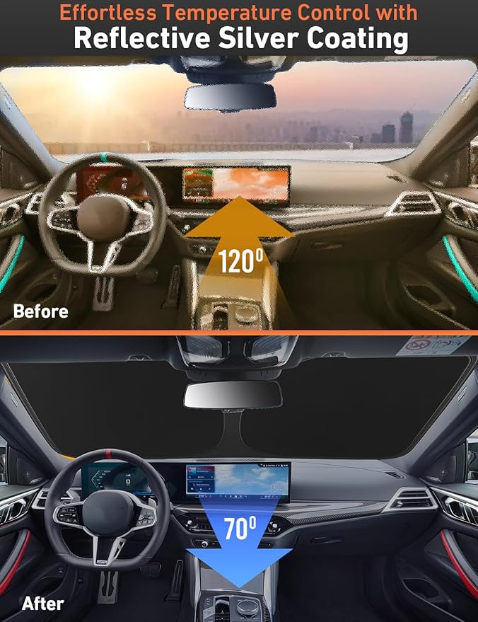 EcoNour Windshield Sunshade Compatible for Honda Odyssey 2011-2015 2016 2017, Sun Visor for Front Windshield & Window Sun Shade Cover, UV Heat Blocker & Protector, Car Accessories
