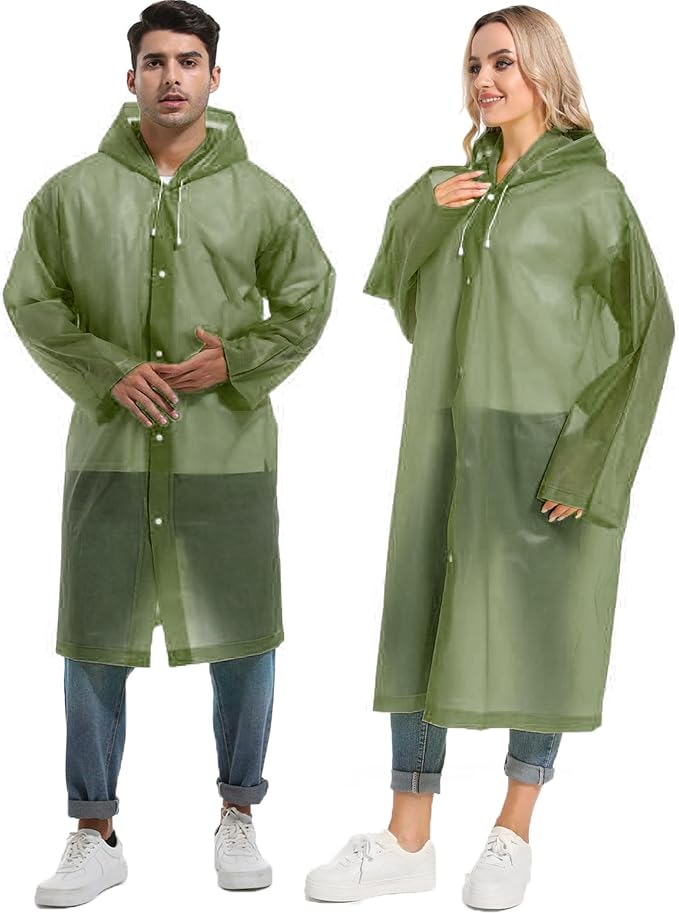 Rain Ponchos for Adults Reusable Raincoats Survival Heavy Duty Military Impermeable 2 Packs Rain Coat…