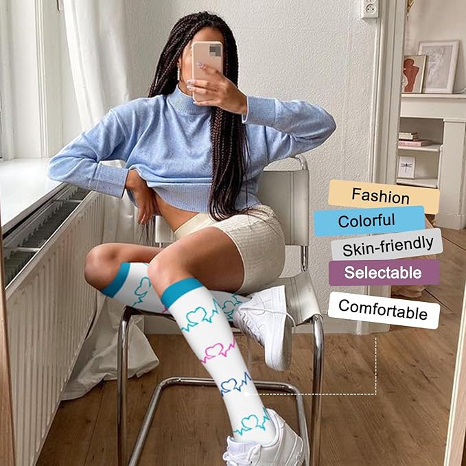 4 Pairs Compression Socks for Women Circulation-Best Support for Nurses,Running,Athletic,Travel