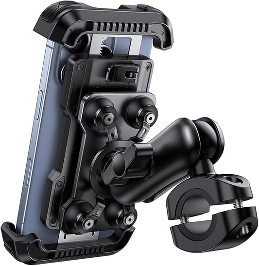 Lamicall Motorcycle Phone Mount Holder - [Dual Vibration Dampener] [Metal Adjustment Arm] Motorcycle Cell Phone Holder, Bike Handlebar Phone Mount, Gifts for iPhone 16 15 14 Pro Max, 4.7-6.7" Phones