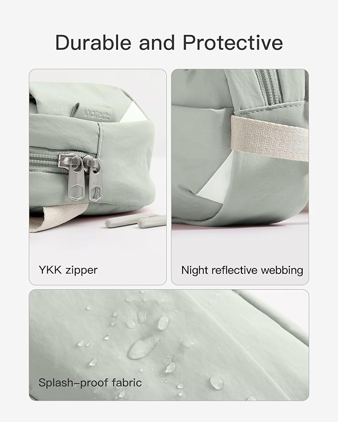 Inateck Sling Bag X-Mini, Durable Fanny Pack with RFID Blocking, Water-resistant Belt Waist Bag with Quick-adjust Strap, Stylish Waist Pack for Men, Women, Travel, Hiking, Cycling, Work, Sports, Green
