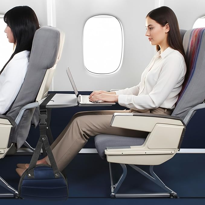 Airplane Foot Rest,Portable Foot Hammock for Plane Travel,Footrest for Airplane Travel,Adjustable Memory Foam Foot Sling,Office Leg Rest for Adults, Travel Essentials for Long Flight