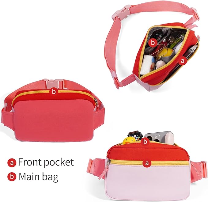 Fanny Pack Birthday Graduation Gifts for 7 8 9 10 11 12 13 Year Old Teen Girls Her Kids, Preppy Cute Trendy Stuff Colorblock Crossbody Bag Adjustable Belt Bags for Travel Essentials