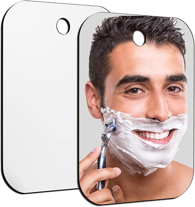 Shower Mirror Fogless for Shaving, 6 x 4 inches Small Mirror for Wall Camping, Frameless Portable Hanging Travel Mirrors, Unbreakable Handheld Locker, Makeup Plastic, Anti Fog Shave Mirrors, Bathroom