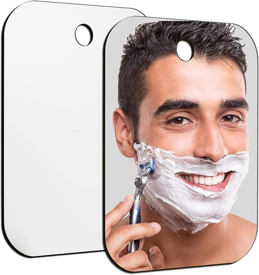 Shower Mirror Fogless for Shaving, 6 x 4 inches Small Mirror for Wall Camping, Frameless Portable Hanging Travel Mirrors, Unbreakable Handheld Locker, Makeup Plastic, Anti Fog Shave Mirrors, Bathroom