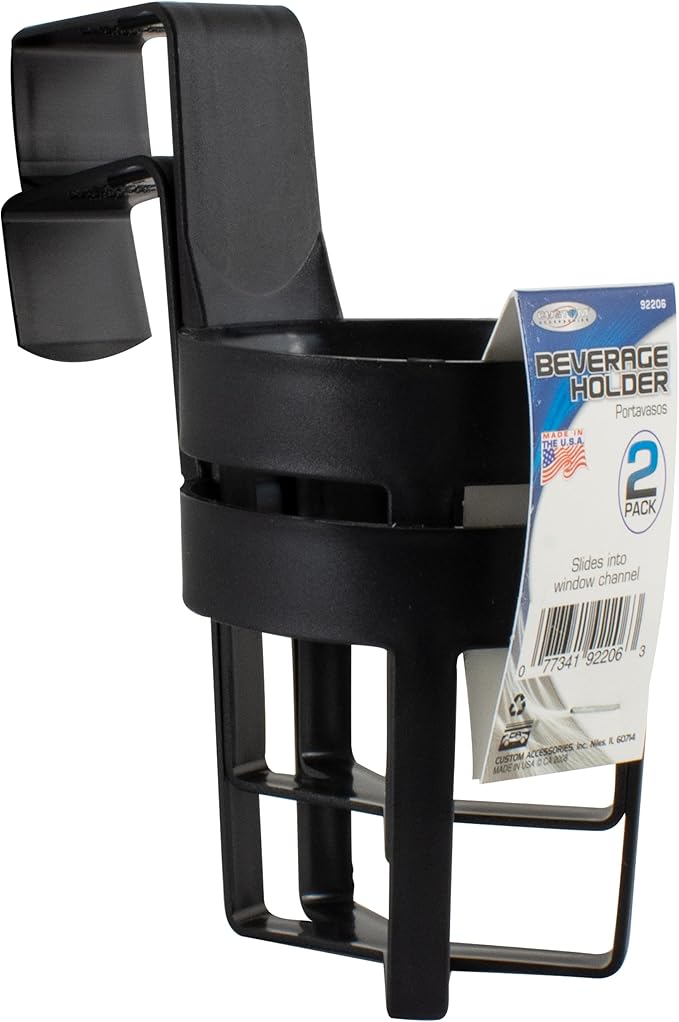 Custom Accessories Small Plastic Beverage Holder, Black, Pack of 2