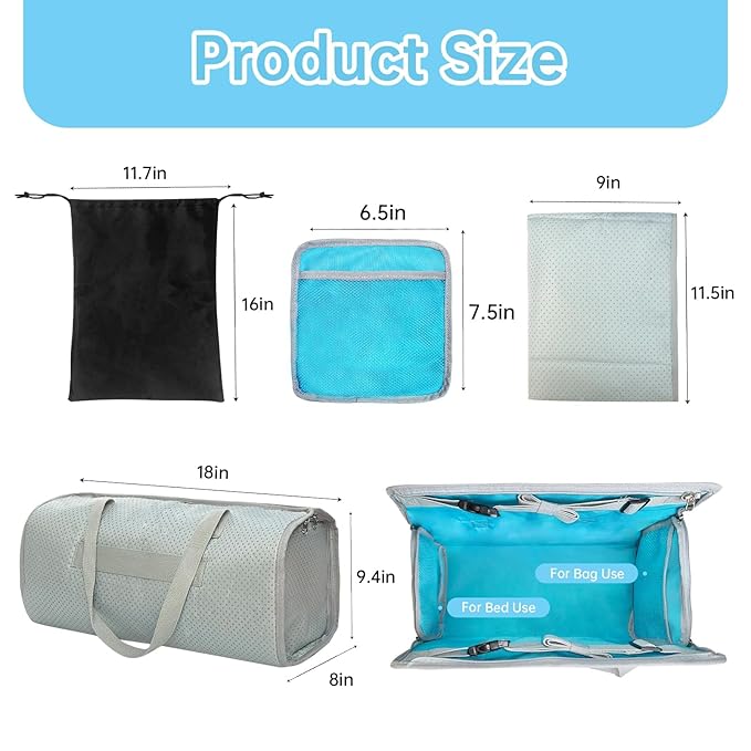 Toddler Airplane Bed Travel Bag 2 in 1, Portable Kids Plane Seat Extender, Baby Flight Essentials Footrest Flyaway Must Have for Infant, Carry On Duffel Bags for Women Gym Hospital Weekender (Blue)