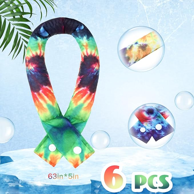 Xuhal 6 Pieces Cooling Neck Wraps Cooling Bandana Neck Cooler Ice Cooler Scarf for Women Summer Outdoor Sport Activity