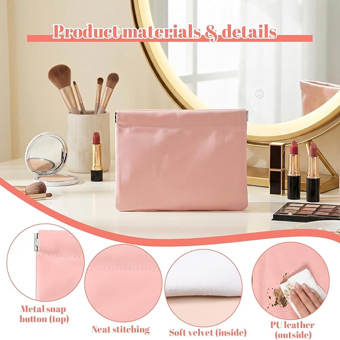4 Pcs Small Makeup Bag for Purse, 6.7x5.5 Inch Small Lipstick Pouch for Purse, Waterproof Portable Cosmetic Bag forPurse, Smalls Travel Pouch