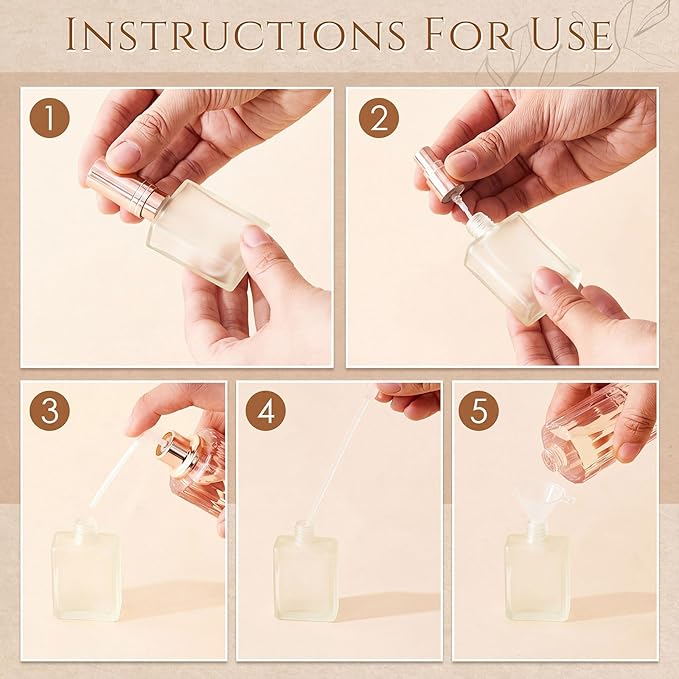 Domensi 30 Pcs 10/15/30/50 ml Glass Perfume Bottles Mini Glass Empty Spray Atomizer Bottles Bulk Refillable Perfume Dispenser Container with Pump Tool for Travel Skin Care (15 ml,Floral Color)