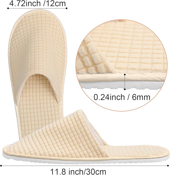 Geyoga 12 Pair House Slipper for Guest Non Slip Disposable Slipper for Travel Washable Reusable Closed Toe Hotel Bridesmaid Indoor Spa Wedding Party Shoeless Home