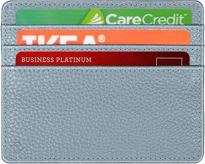 FINTIE Slim Minimalist Front Pocket Wallet, RFID Blocking Credit Card Holder Card Cases with ID Window for Men Women, Ice Blue