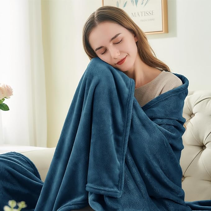 BEDELITE Fleece Blanket Mineral Blue Throw Blankets for Couch & Bed, Luxury Plush Cozy Fuzzy Blanket 50x60 inches, Super Soft Warm Lightweight Throw Blanket for Travel Camping