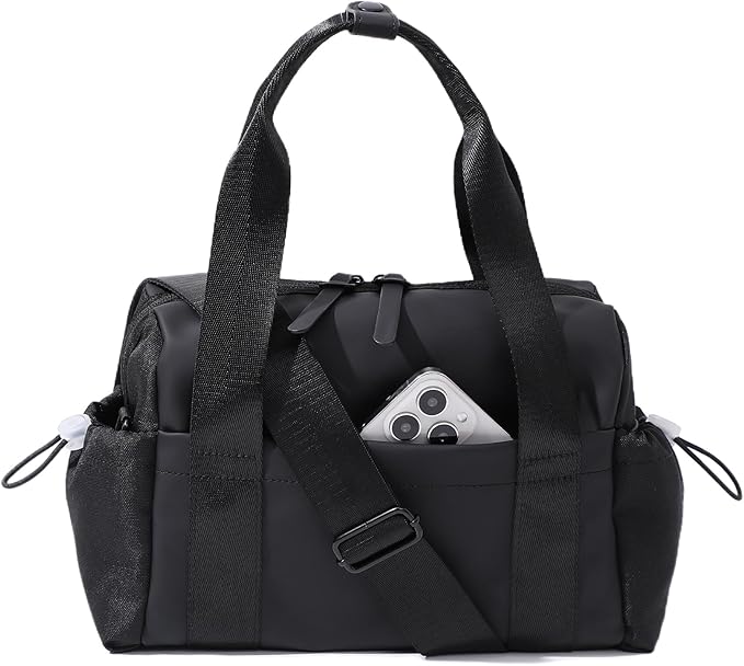 Bucosd Small Gym Bag for Women, Mini Crossbody Gym Duffle Bag with Wet Compartment, Carry on Gym Tote Bag for Workout Dance Sport Travel (Mini-Black)