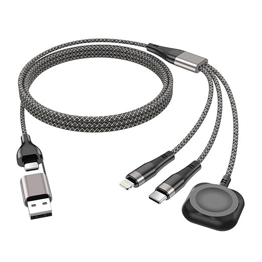 3 in 2 USB C Cable for Apple Watch Charger & iPhone 16/Galaxy - Fast Charging Multi Cable | 2FT Portable Travel Essentials (Compatible iWatch Ultra/SE/10-1, iPhone 11-16, S23-S25)