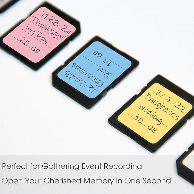 200PCS SD Card Labels, Stick-On Camera Memory Card Labels for Photographers,Multi-Color Stickers for SD Cards Classcification and Storage, Self-adhesive, Writable(0.98"x0.78")