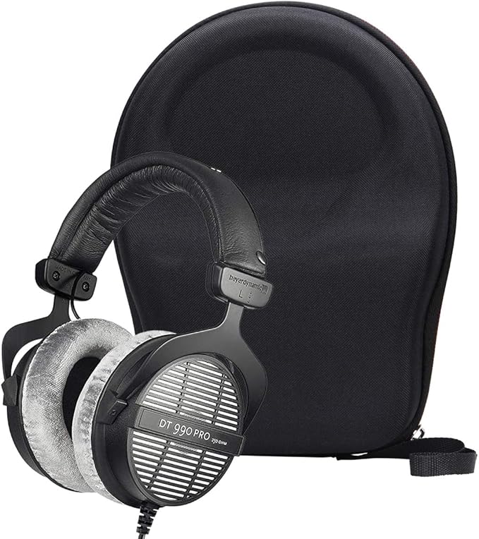 Mchoi Hard Portable Case Compatible with Beyerdynamic DT 990 PRO/DT 770 PRO Open Studio Headphone, Case Only (Black and Orange)