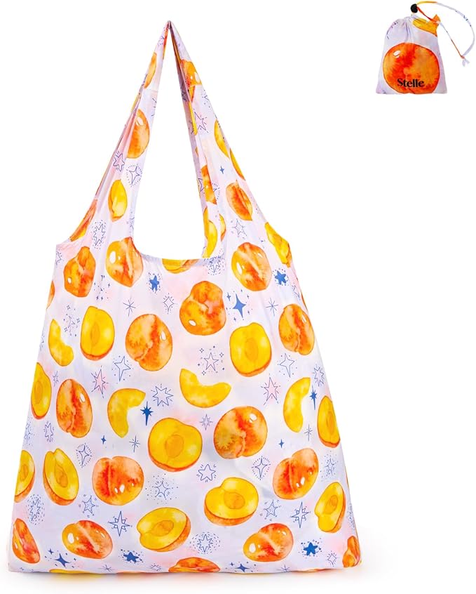 Stelle Lightweight Reusable Grocery Bag with Handles Ripstop Nylon Foldable Tote Shopping Bags for Travel and Groceries