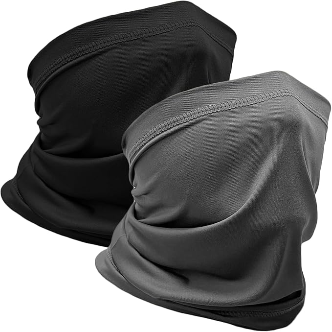 WOXVM 2 Packs Neck Gaiter Face Mask Scarf Gator Sun Cooling Balaclava Bandana Cover UV Protection Headwear for Men Women