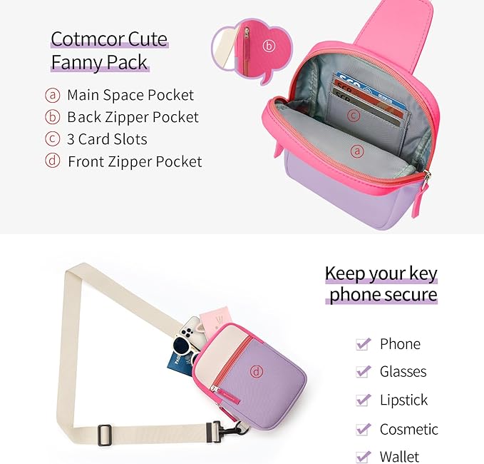 Birthday Gifts for 8 9 10 11 12 Year Old Teens Girls Kids, Fanny Pack Crossbody Bag Sling Belt Bags Purse, Dorm Travel Essentials for Girls Fashion, Preppy Tween Teen Girl Gift Trendy Stuff