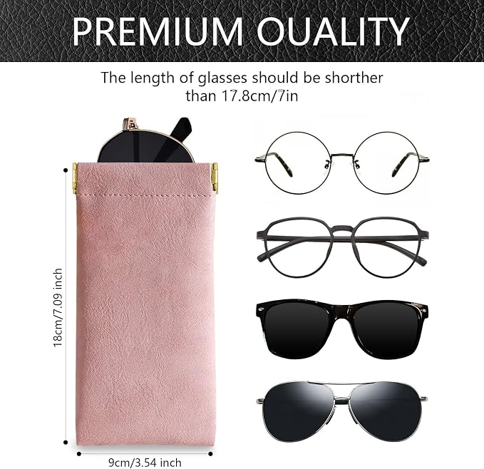 Sunglass Case 3 Pack Portable Antiscratch Leather Waterproof Squeeze Top Soft Eyeglass Cases Pouch