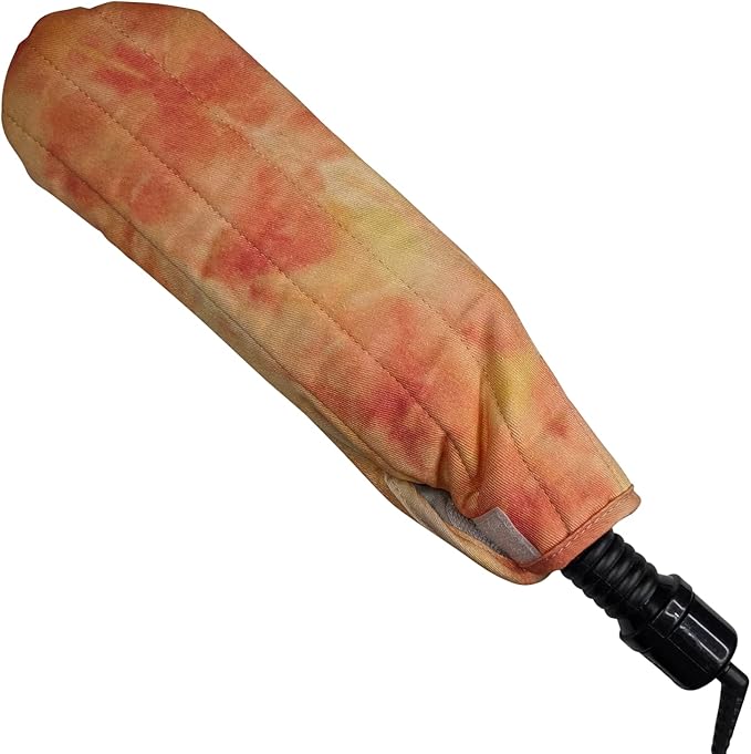Case/Cover [Heat Resistant] for Curling Irons, Flat Irons or Straighteners, and Styling Irons, Silicone Coated Lining and Quilted Cotton Pouch for Travel, Gym, or Home [Tie Dye Red]