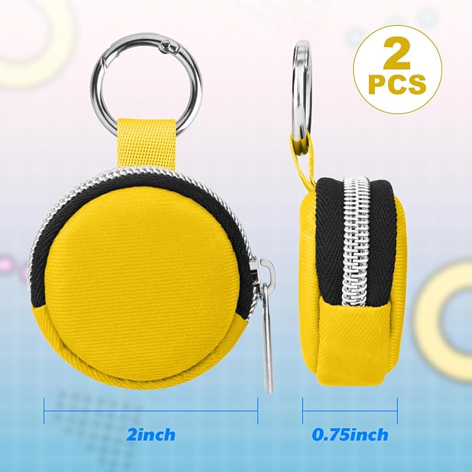 Portable Ring Organizer Case with Keychain, Traveling Ring Holder Storage Bag, Anti-Lost Keychain Container for Rings, Jewelry (2, Yellow)