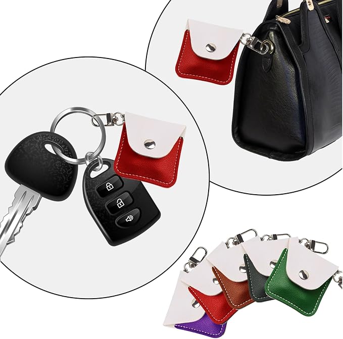 Leather Ring Holder Keychain for Gym, Portable Jewelry Travel Ring Keeper Case for Wedding ring and Necklaces