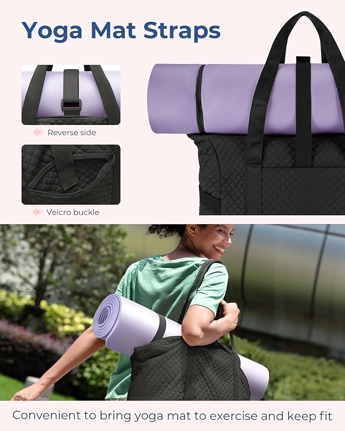 BAGSMART Crush Tote Bag for Women, 20L Puffer Work Tote with Zipper, Travel Essentials Quilted Nurse Hospital Bag