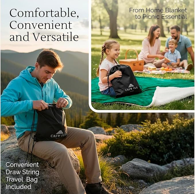 Waterproof Blanket for Bed Intimacy (80"x 60" Queen Size) Reversible Fleece | Sherpa, Love Blanket, Water Proof TPU Stain Proof Couch Furniture Mattress Winter Large Dog Bed Cover - Green