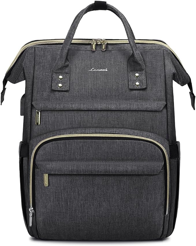 LOVEVOOK Laptop Backpack for Women,18 Inch Professional Womens Travel Backpack Purse Computer Laptop Bag Nurse Teacher Backpack,Waterproof College Work Bags Carry on Back Pack with USB Port,Dark Grey