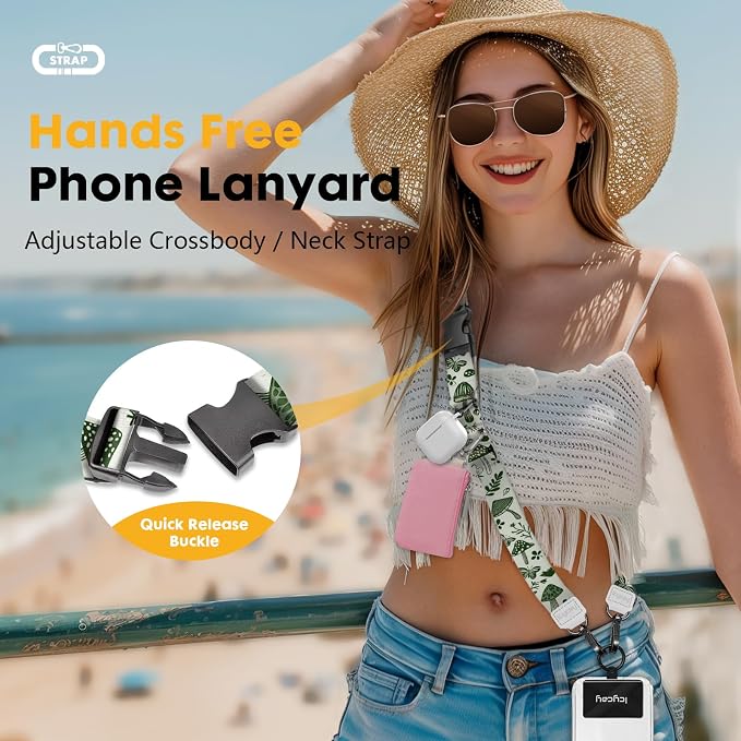 Icycay Phone Lanyard Crossbody, Mushroom Cell Phone Strap for Around The Neck Adjustable, Anti Theft Cute Lanyard for ID Holder Keys Accessories Travel Essential