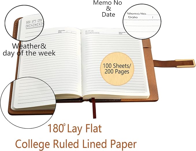 Fanery Sue Tree of Life Refillable Writing Journal for Women&Men Faux Leather Hardcover Notebook A5 College Ruled 200 Lined Pages Lay-Flat Personal Diary with Pen&Magnetic Buckle (Tree of Life-Brown)